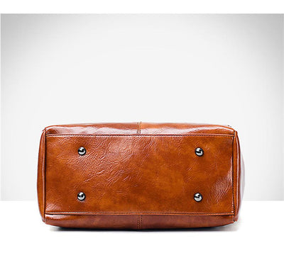 Retro Triple Crossbody Bag in Waxed and Oiled Leather - Boston Style