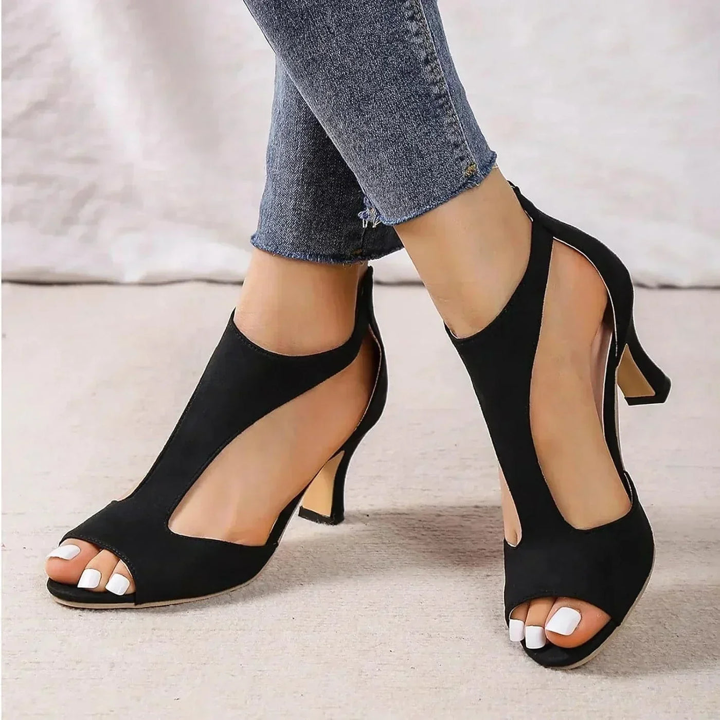 Bella - Chic Back Zipper Stiletto Sandals