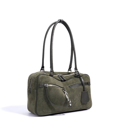 Women’s Matte Leather Pillow Shoulder Bag – Vintage Tote for Daily Commute