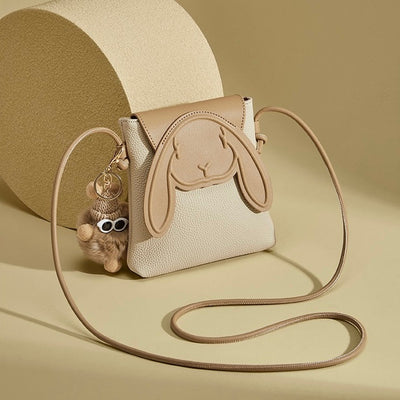 Rabbit - Inspired Women's Genuine Leather Mini Crossbody Phone Bag