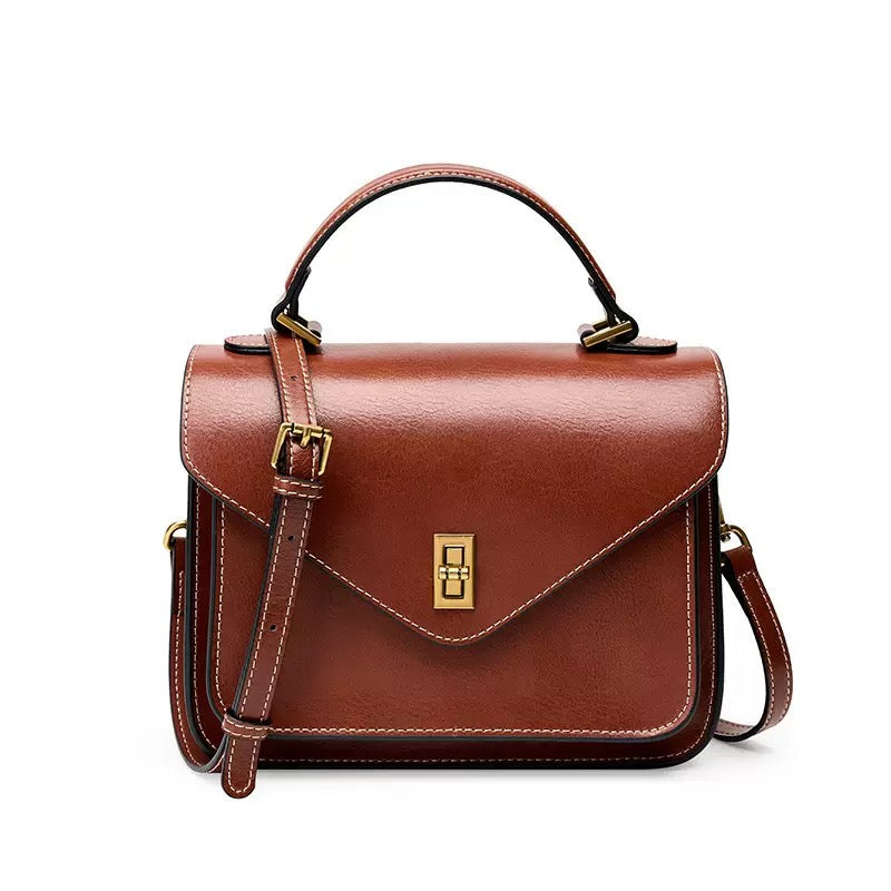 Women’s Genuine Leather Postman Crossbody Shoulder Tote Bag in Elegant
