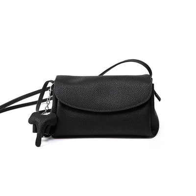 Exquisite Genuine Leather Crossbody Bag with Mini Elephant Pendant