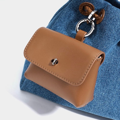 Women's Genuine Leather Denim Patchwork Cool Hobo Bag