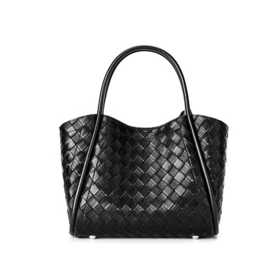 Premium Leather Woven Large Capacity Versatile Tote Crossbody Basket Bag