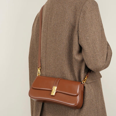 Women’s Genuine Leather Vintage Crossbody Shoulder Baguette Bag