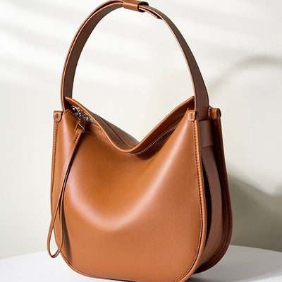 Women’s Genuine Leather Soft Tote Bag in Lazy Chic Style with Large Capacity