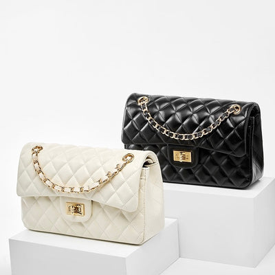 Inspired Quilted Women's Genuine Leather Shoulder Crossbody Bag