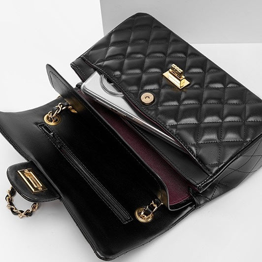 Inspired Quilted Women's Genuine Leather Shoulder Crossbody Bag