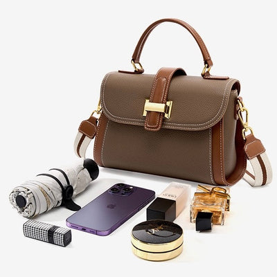 Women’s Luxe Minimalist Leather Structured Top Handle Crossbody Bag