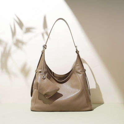 Women’s Genuine Leather Minimalist Slouchy Shoulder Bag