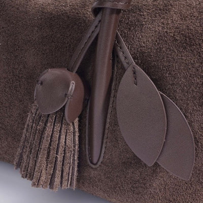 Matte Genuine Leather Tassel Pendant Shoulder Pillow Bag