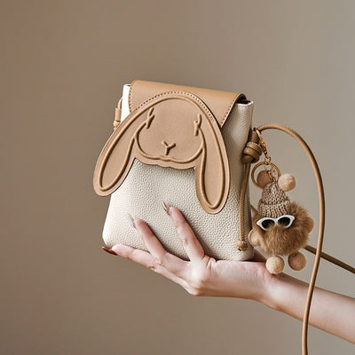 Rabbit - Inspired Women's Genuine Leather Mini Crossbody Phone Bag