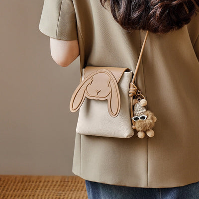 Rabbit - Inspired Women's Genuine Leather Mini Crossbody Phone Bag