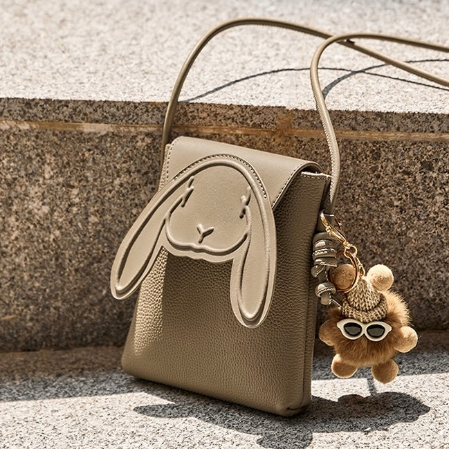 Rabbit - Inspired Women's Genuine Leather Mini Crossbody Phone Bag