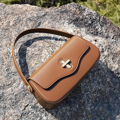 Women's Genuine Leather Shoulder Crossbody Baguette Bag
