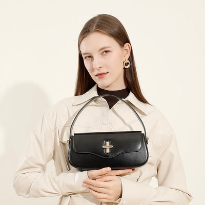 Women's Genuine Leather Shoulder Crossbody Baguette Bag