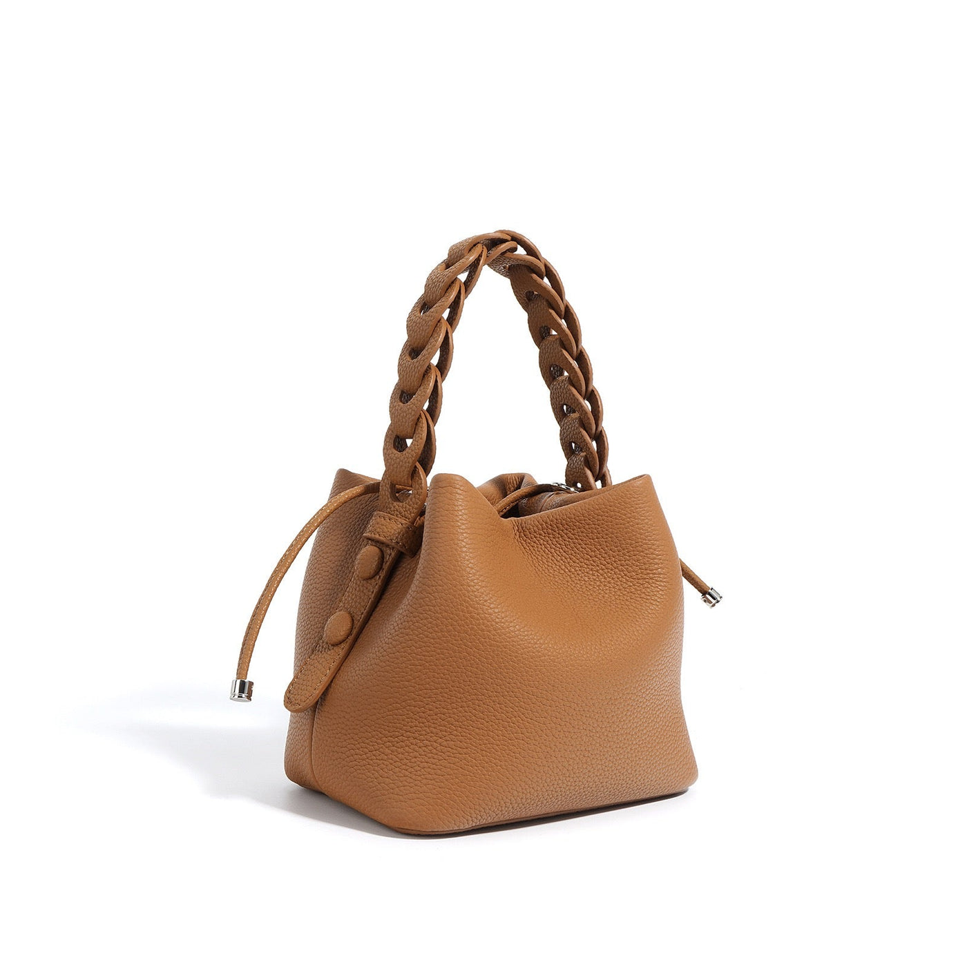 Women's Genuine Top-Grain Leather Versatile Commuting Bucket Bag Single-Shoulder Crossbody Elegant Handheld Bag