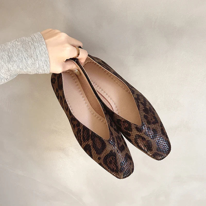 Leopard Vale Leather Flats