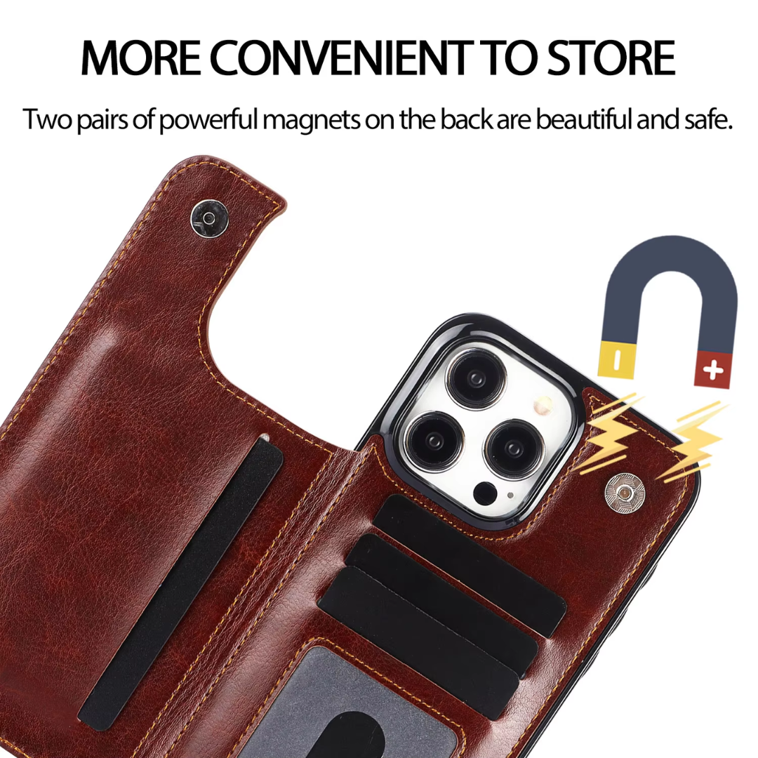 Preston | Magnetic Wallet Flip Phone Case for iPhone