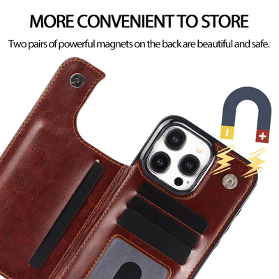 Preston | Magnetic Wallet Flip Phone Case for iPhone