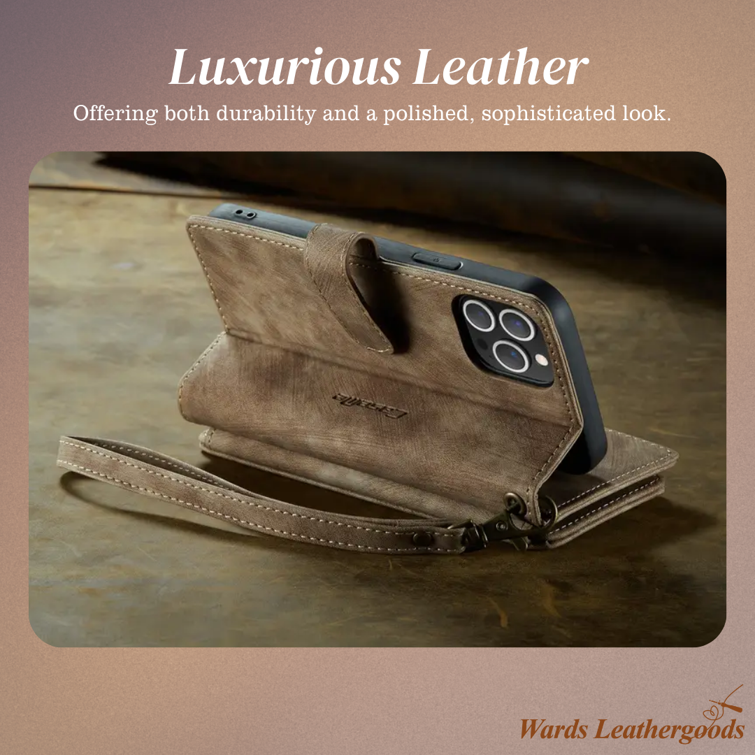 Clement | IPhone Case Leather Wallet with Wrist Strap