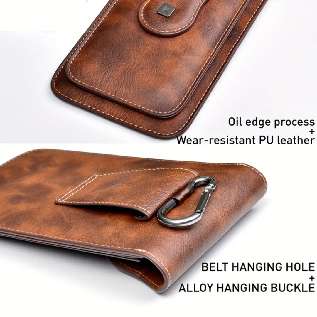 Xavier | Carabiner Clip Leather Phone Holster