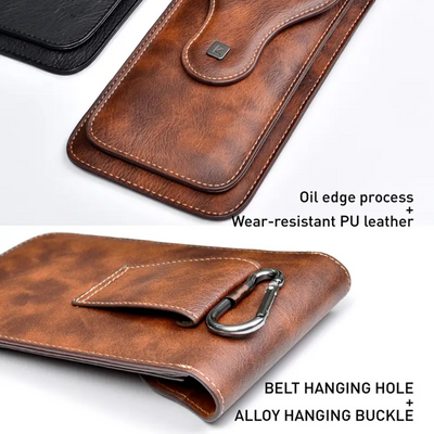 Xavier | Carabiner Clip Leather Phone Holster