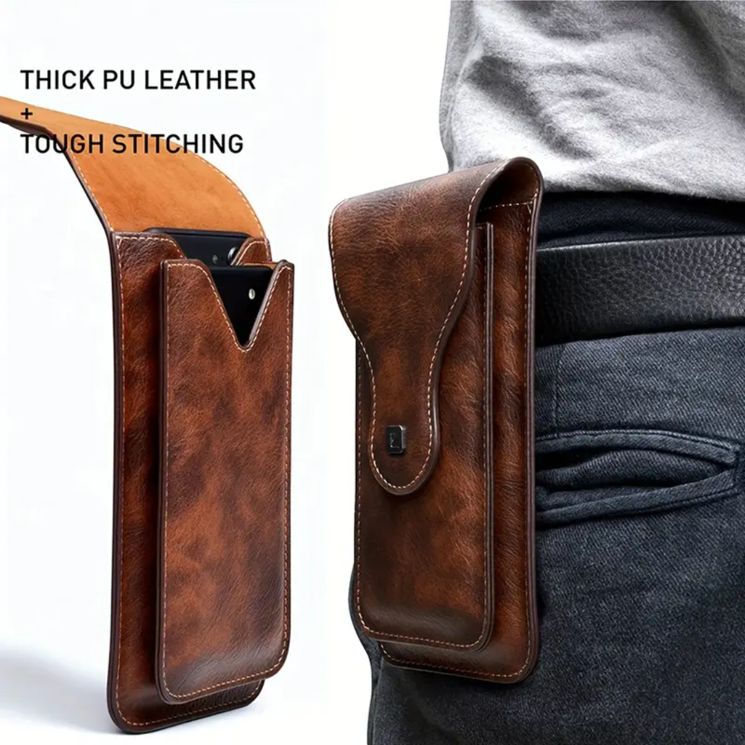 Xavier | Carabiner Clip Leather Phone Holster